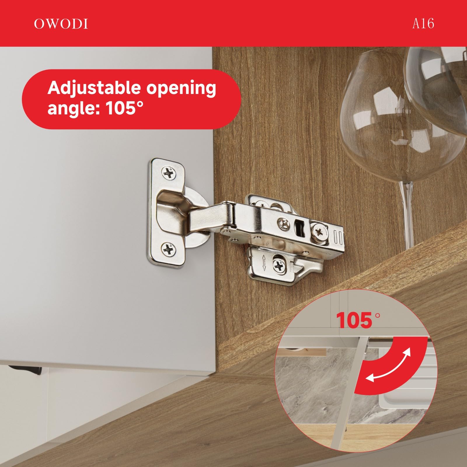 Full Overlay Cabinet Hinges - Soft Close & 3D Adjustment -5