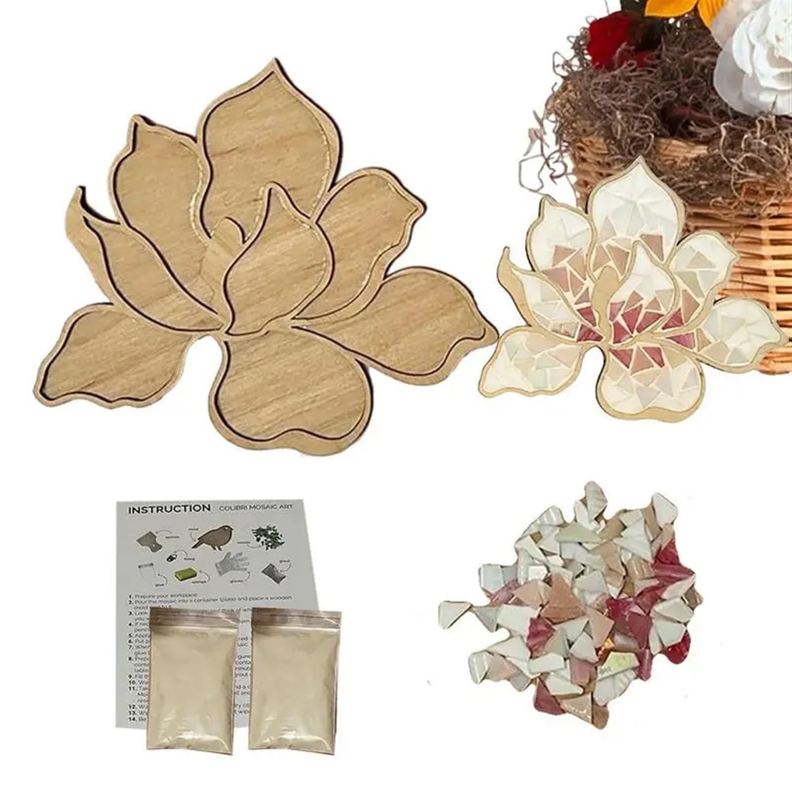 MEYTXOA Kit Mosaico Kit di arte del mosaico Creatività Opere d'arte fatte a mano Pezzi Fiore loto Design Mosaico Forniture for arti e mestieri
