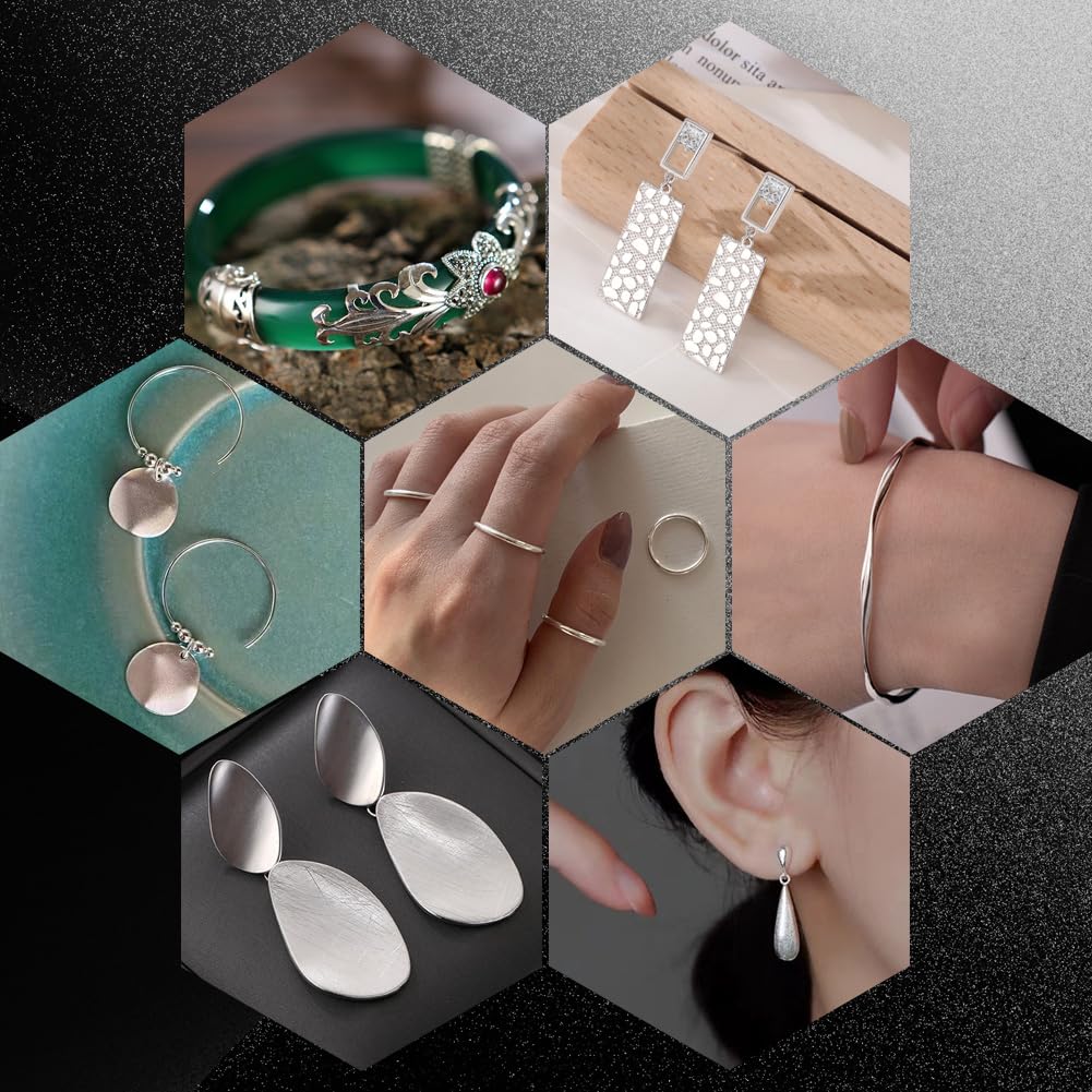 Beebeecraft 1 foglio in argento Sterling 999, filo vuoto rettangolare calibro 26 con panno per la pulizia dell'argento, per la realizzazione di orecchini, bracciali, collane fai da te