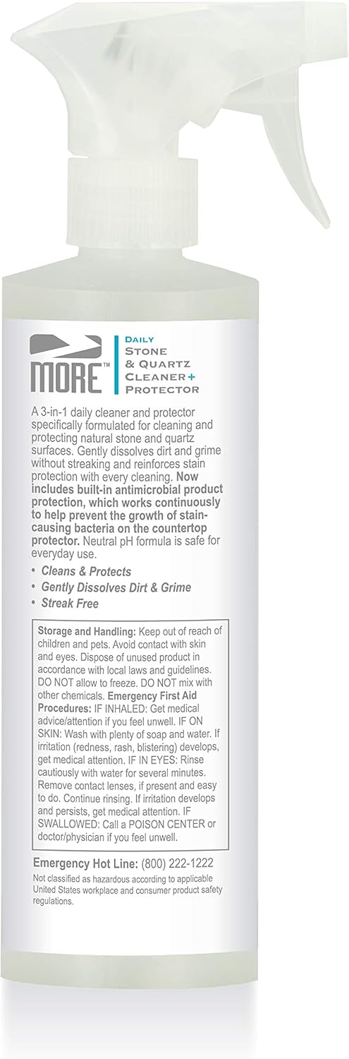 MORE Stone & Quartz All Purpose Cleaning Spray + Protector (Advanced Formula) - Countertop Cleaner for Natural Stone and Tile Surfaces, Household Cleaning [Pint / 16oz] : Health & Household