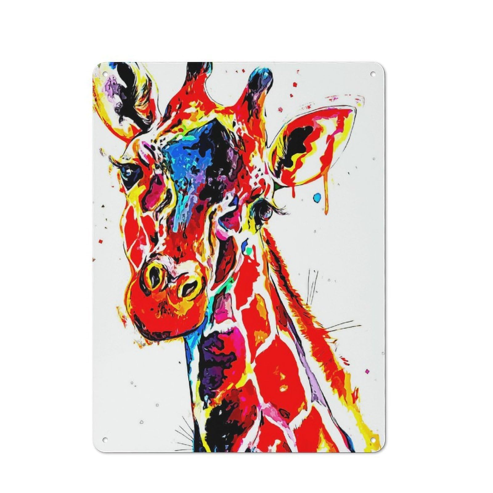 Junmoney Style-18 Giraffe Workshop Style Metal Wall Decor 40X30cm, Decorative Metal Plaque For Garage, Hobby Room, Office Or Man Cave