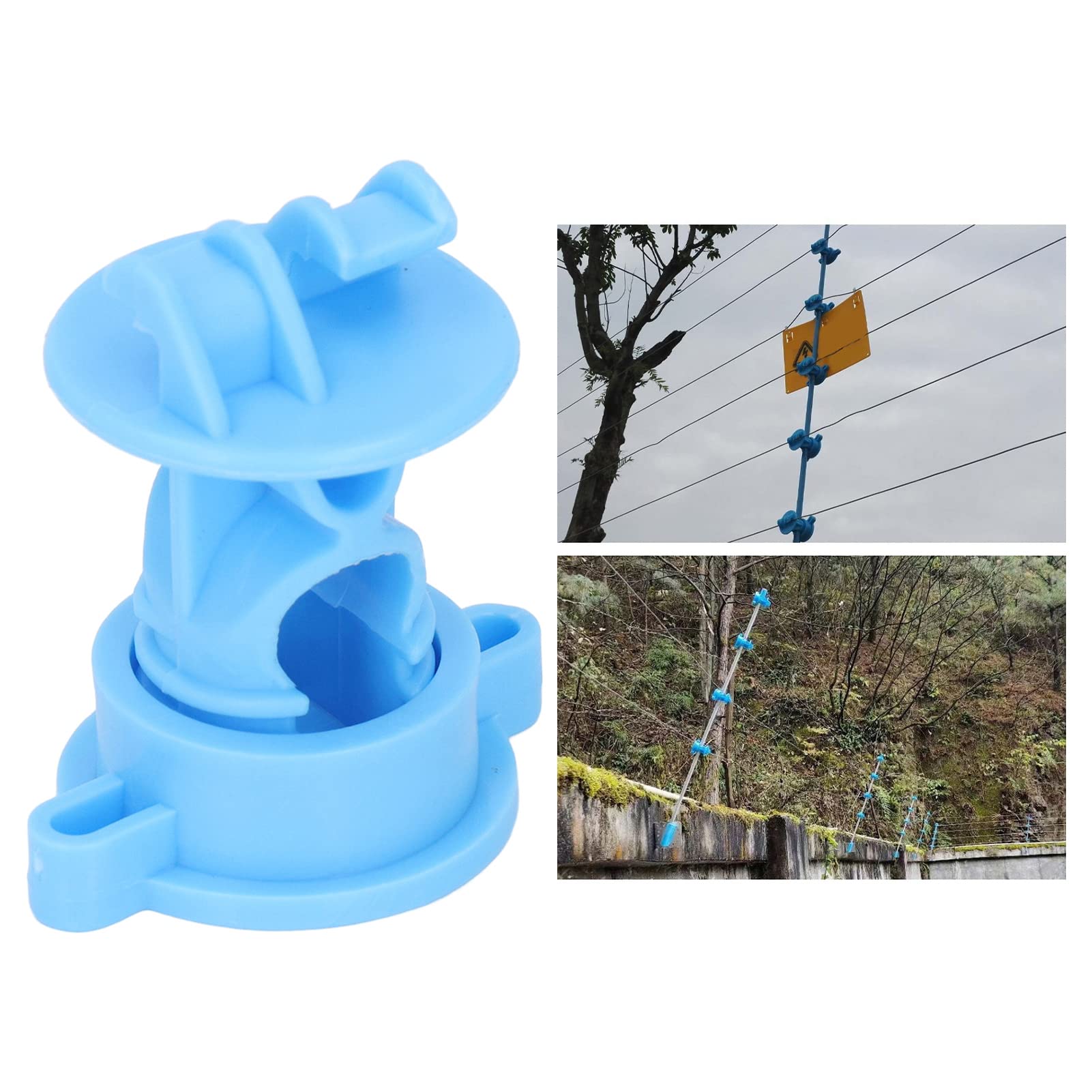 100 Uds Poste Anillo Cerca Poste Madera aislador Tornillo ABS para Valla eléctrica Ganado Cerca Granja jardín agrícola(Azul)