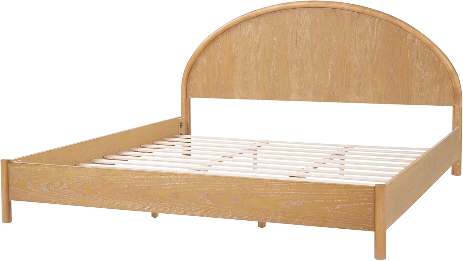 Christopher Knight Home Elsinore King Size Bed Frame with Arched Headboard, Modern Wooden Platform Bed, Wood Bed Support and Slats, No Box Spring Needed, King Size Beds for Adult, Natural Oak