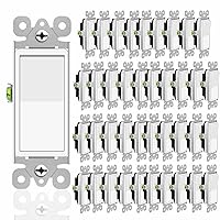 Vista 59 de Greencycle Interruptor de luz basculante de un solo polo, interruptor de luz de paleta de 15 amperios, interruptores Sp blancos, 120V-277V CA