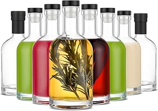 Danmu 8 Pack Glass Bottles with Lids 12 oz Airtight Leakproof,Thick Base 375ml Glass Bottles for Hot Sauce,Wine,Kombucha,Mead,Syrup,Vanilla Extract,Soda,Shrink Capsules Included