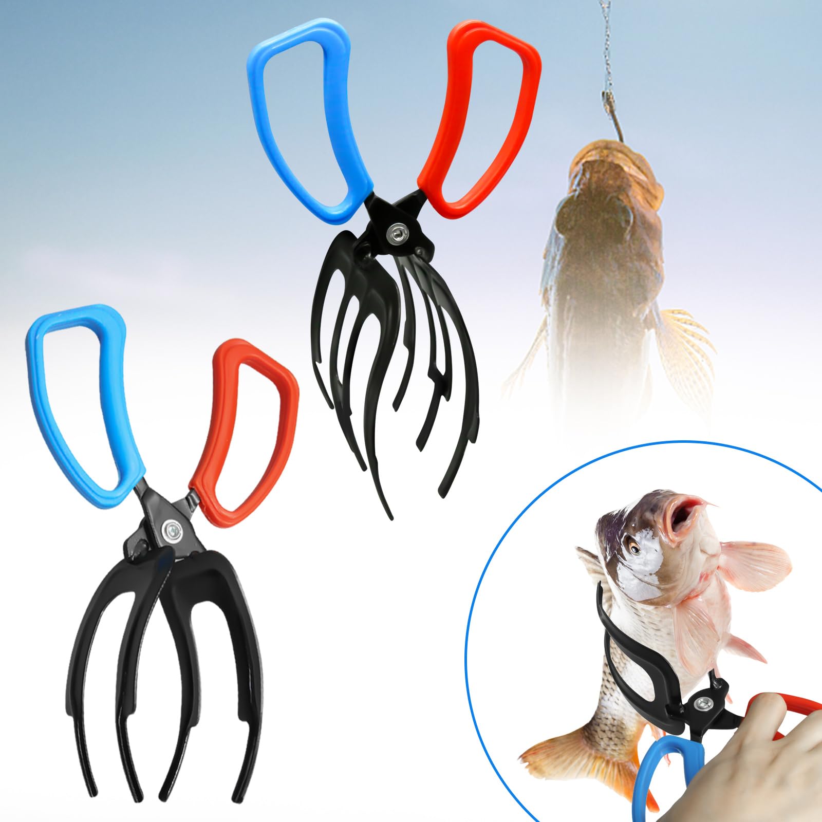 clamp on fish hooks Valentines Day Gifts for Him 2 Packs 2/3 Claw Gripper, Metal Fishing Pliers Gripper Catch Fish Control Clamp,Three Teeth Fishing Pliers Control Forceps for Most Freshwater Fish Grip Tackle Holder 1/16th oz = 0.5 to 1.5 ft 1/8th oz = 1.0 to 2.5 ft 3/16th oz = 1.5 to 3.0 ft Note Clam 16825 Gaff X Treble,