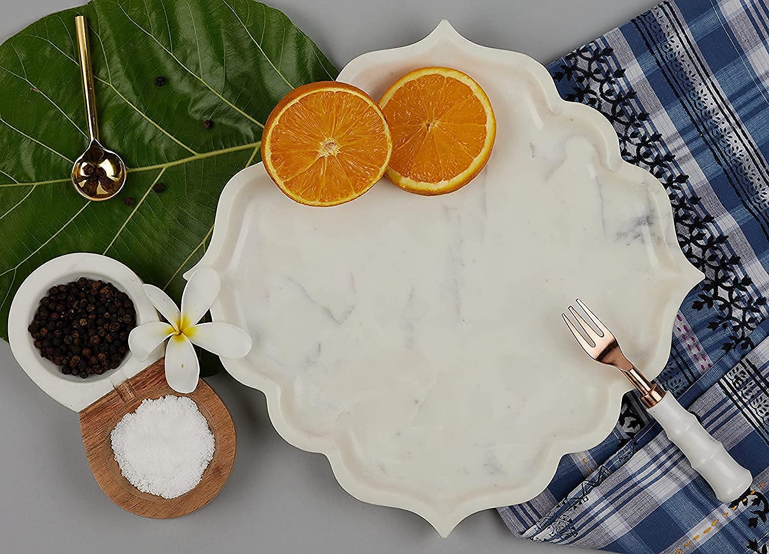 Stone Essential Maroc White Marble Serving Platter for Fruit, Dry Fruits and Home Decor - Image 2 thumbnail