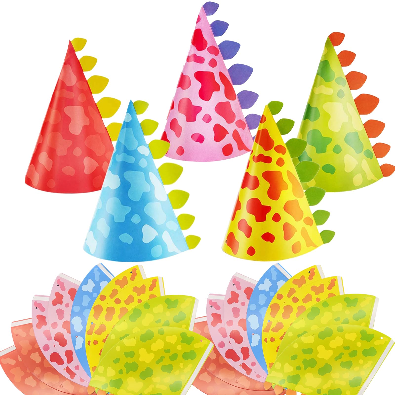 YEVTAHT 20 Pieces Dinosaur Party Hats Birthday Cone Make Your Own Paper Hats Craft Art Kit for Kids Party Supplies, 5 Styles