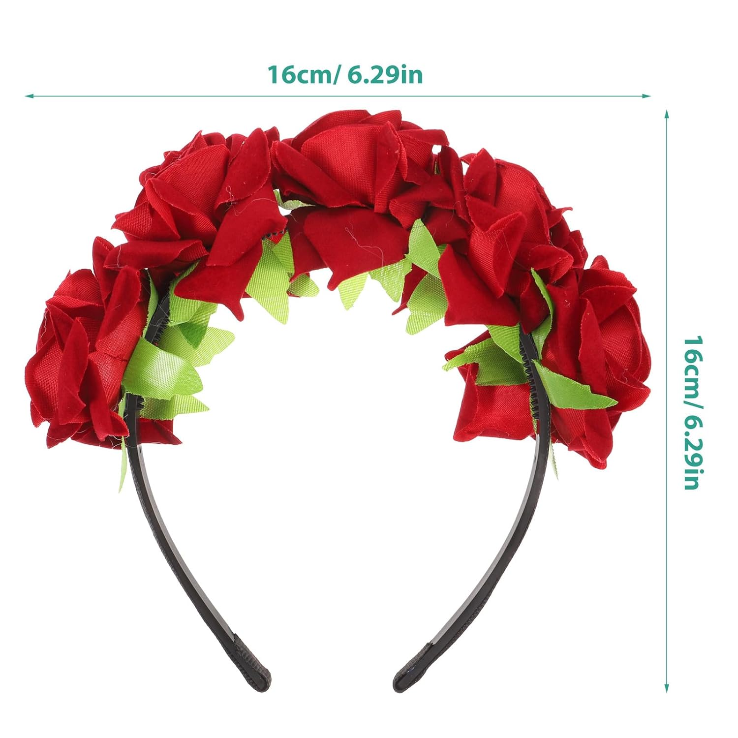 Headband Wedding Party Hairband Day of Dead Flower Crown (Claret) - Image 3