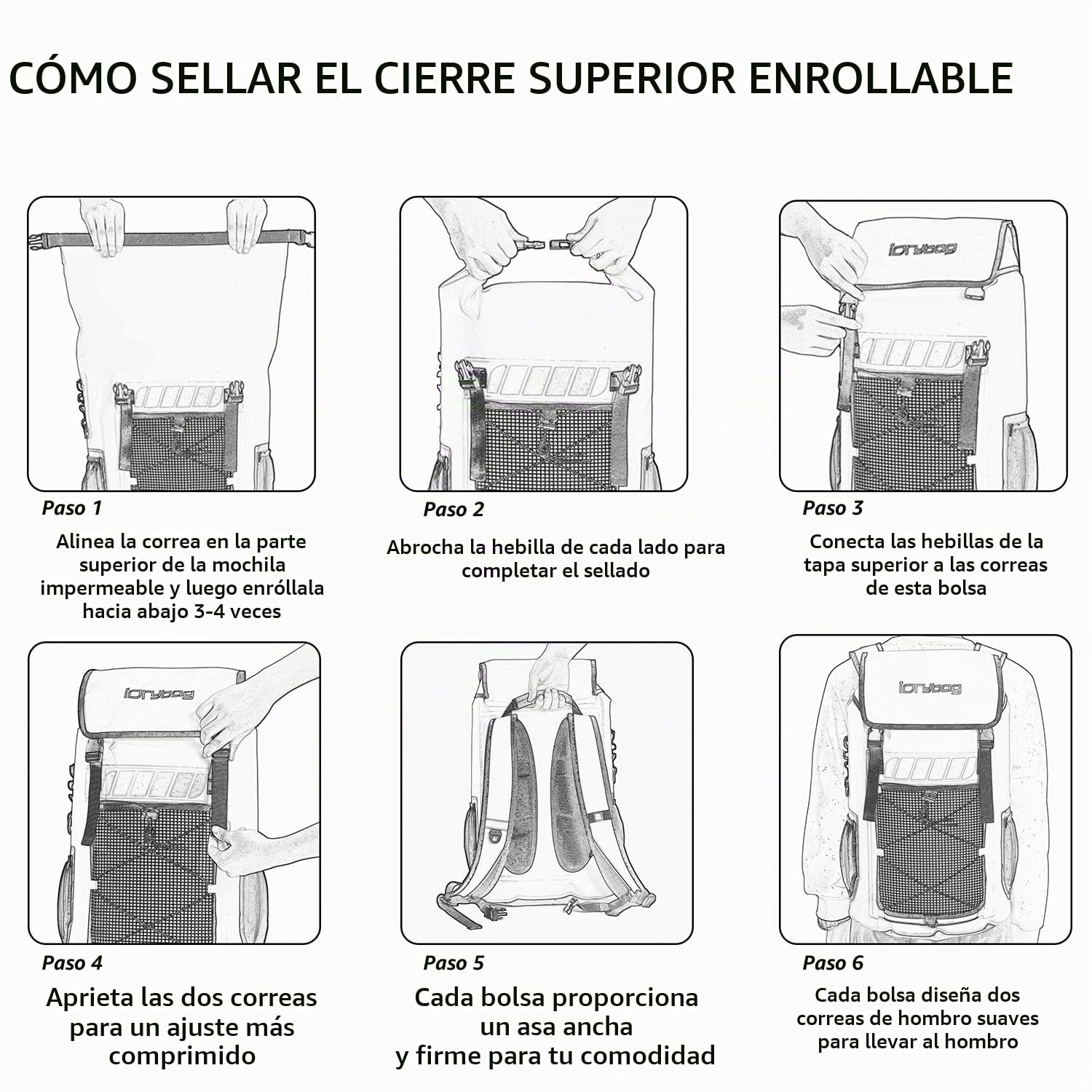 IDRYBAG Mochila Impermeable para Hombres 25L/45L, Bolsa Seca Impermeable para Kayak, Mochila Seca para Senderismo