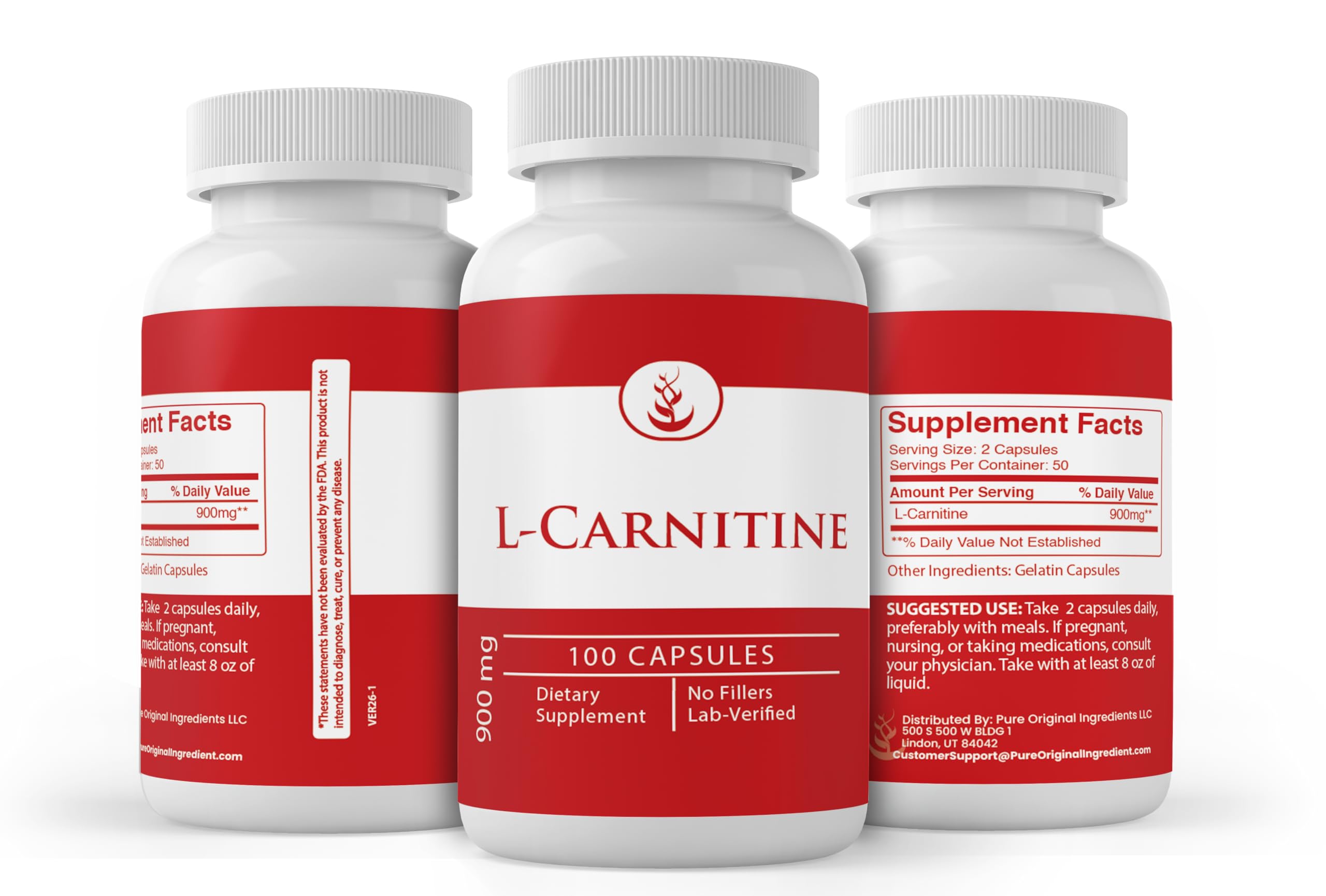 Amazon.com: PURE ORIGINAL INGREDIENTS L-Carnitine, (100 Capsules) Always  Pure, No Additives or Fillers, Lab Verified : Health & Household