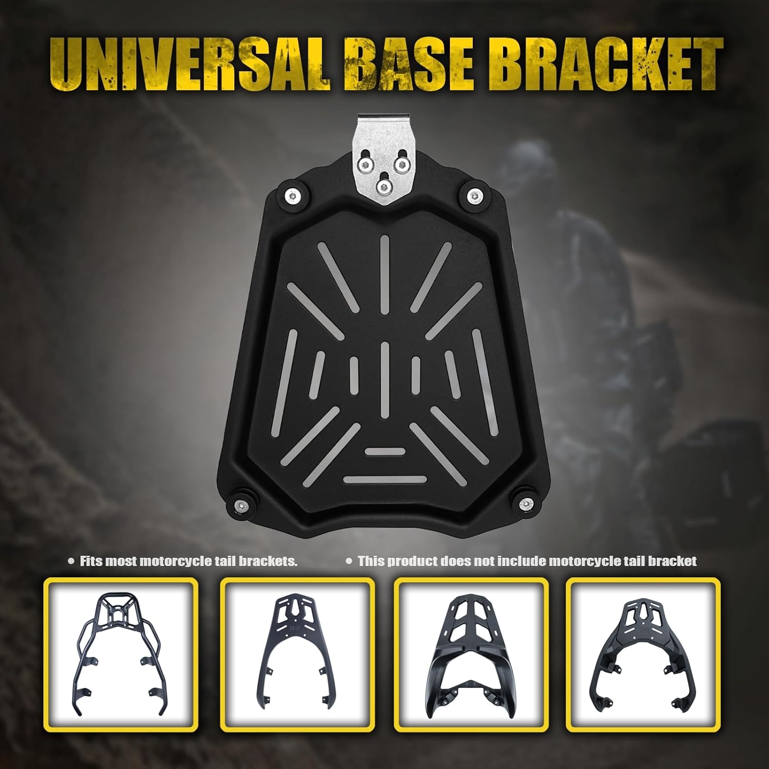 65L Motorcycle Top Case, Aluminum Motorcycle Tail Box Trunk with Universal Base - Carbon Style, Matte Black