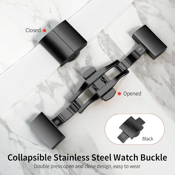 Silicone Watch Strap Replacement Rubber Watch Band Waterproof - 14mm, 16mm, 18mm, 20mm, 22mm, 24mm Watch Bracelet with Black Stainless Steel Deployment Buckle