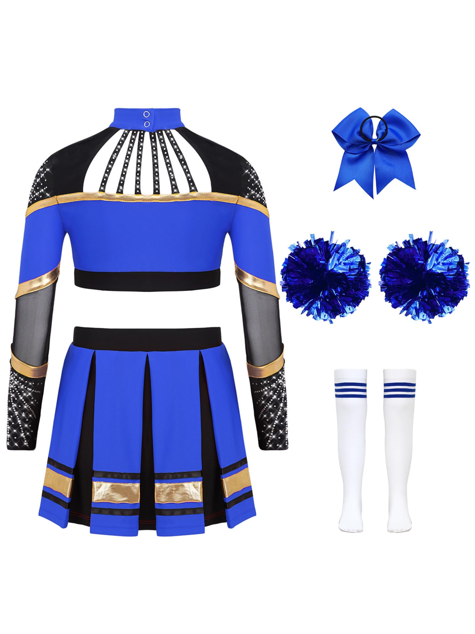 iiniim Uniforme da Cheerleading per Bambine Maglietta A Maniche Corte + Gonna A Pieghe Completo da Ballo Moderno Costume da Carnevale