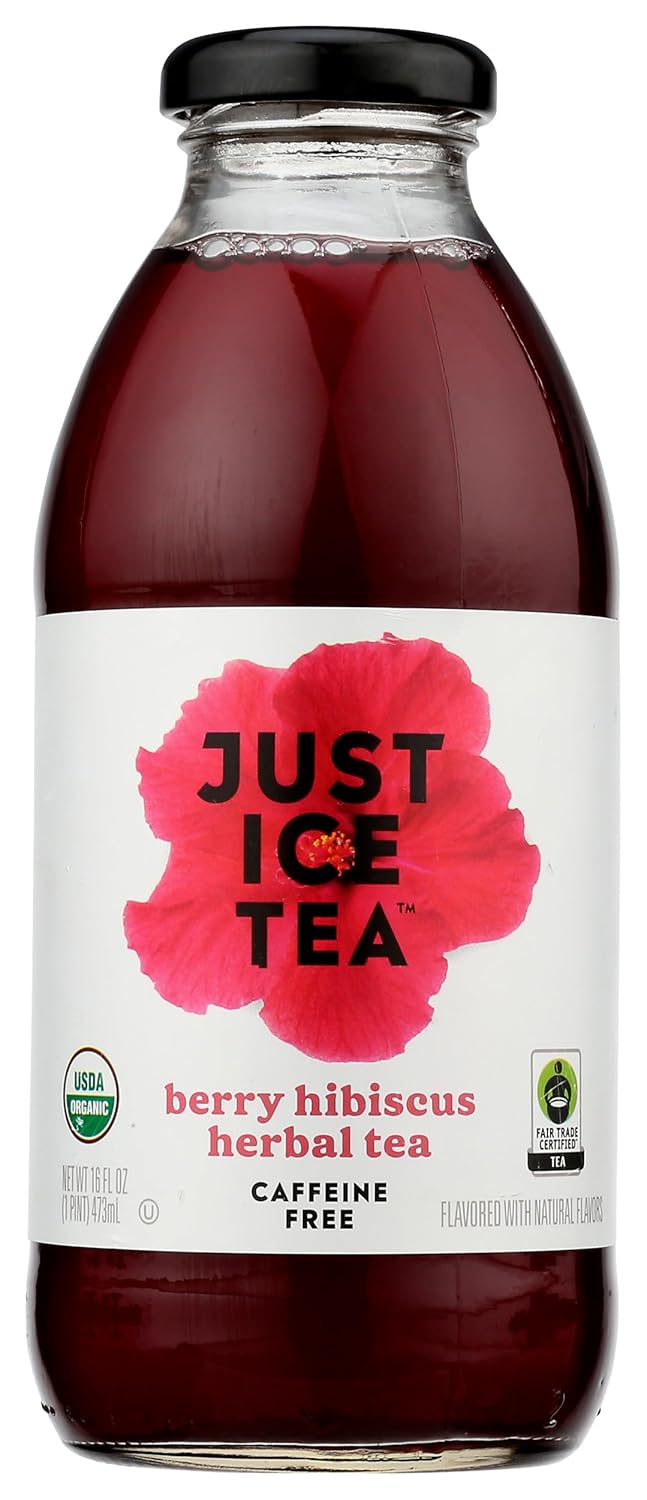 Eat The Change Just Ice Tea Organic Berry Hibiscus Herbal Tea, Caffeine Free, 16 Fluid Ounces (Pack Of 12)