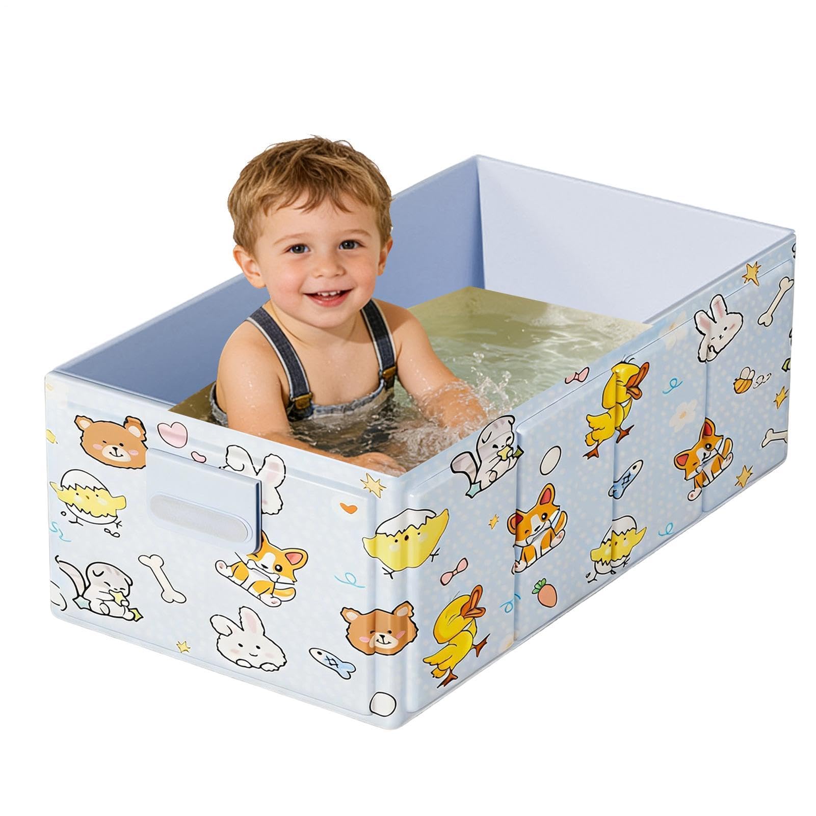 Vasca da bagno pieghevole | Design con Tappo di Scarico,Compatta e Facile da Riporre | per Viaggi, Camper, Terrazzo, Uso Esterno e Balcone