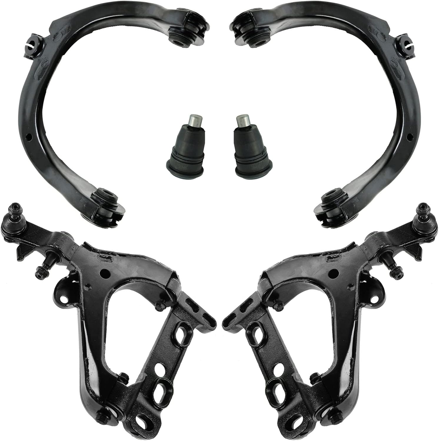 TRQ Front Upper & Lower Control Arm with Ball Joint Set Compatible with 2008-2009 Chevrolet Trailblazer GMC Envoy 2008 Isuzu Ascender Saab 9-7x