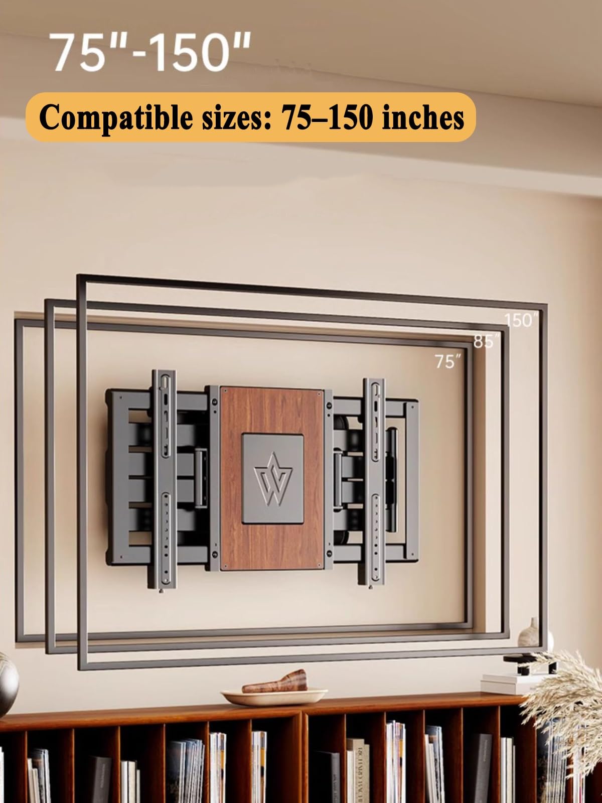 Supporto da Parete per TV A Movimento Completo per Televisori da 75-150 Pollici, Spessore Ultrasottile a 8 Bracci con Doppio Braccio Articolato, Rotazione, Inclinazione