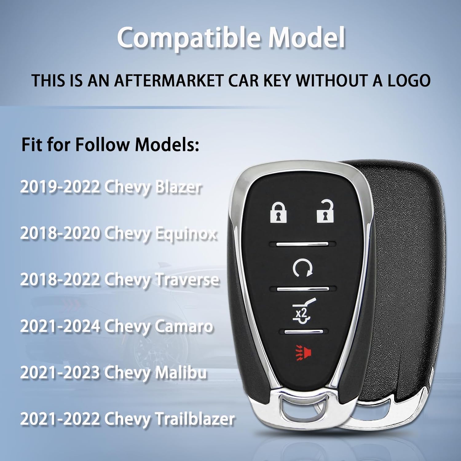 Smart Key Fob Replacement Fit for 2018-2024 Chevy Equinox Blazer Traverse Camaro Malibu Trailblazer, 5-Button Keyless Entry Remote P/N 13530713 13519188 - 433MHz FCC ID HYQ4ES HYQ4EA 46E Chip