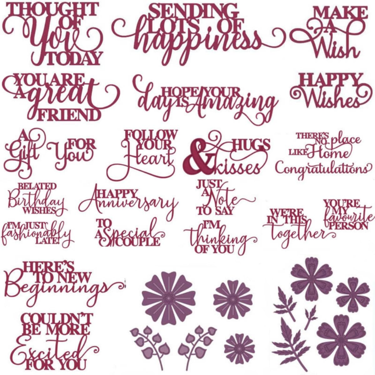 LINWILTFC 17 Pieces Words Cutting Dies for Card Making, Happy Birthday Metal Cutting Dies Letters Christmas Holiday Wishes English Words Die Cuts for DIY Scrapbooking Photo Album Decoration