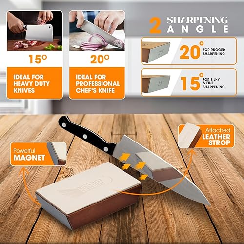 Miniatura 5 de Kit de afilador de cuchillos rodantes, viene con cuero Strop - Afilador de cuchillos de cocina con rodillo - Herramienta afiladora de cuchillos