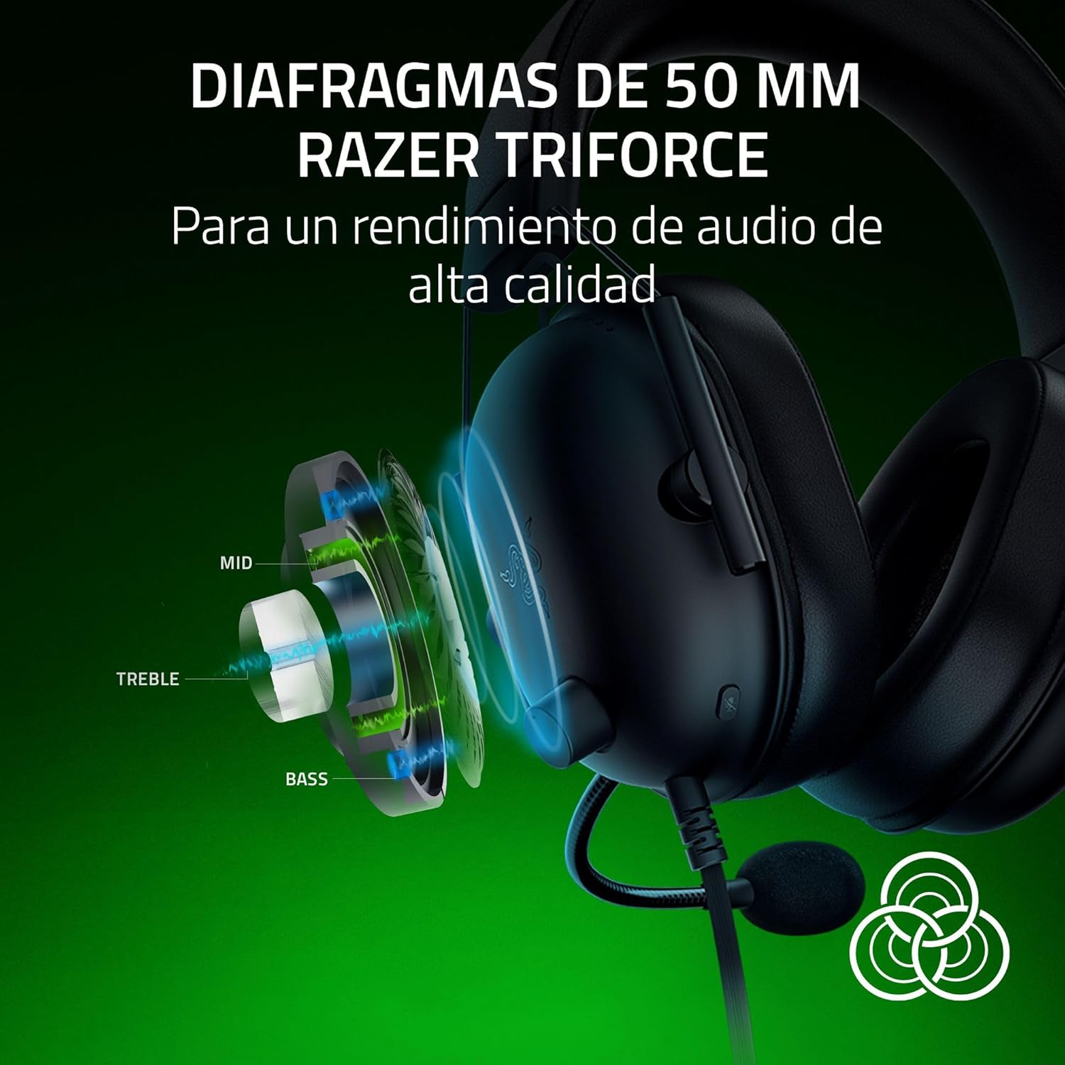 Razer Blackshark V2 X (Xbox) – Auriculares con Cable para la Consola Xbox S|X (250g, micrófono cardioide, Controladores 50mm, cancelación pasiva del Ruido, Conector 3,5mm) Negro 3