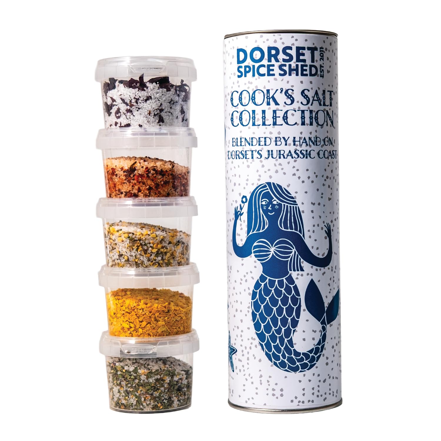 Dorset Spice Shed Sea Salt - Flavoured Salts, Natural Salt Collection with Herbs & Spices, Perfect for Seasoning, Marinading or a Delicious Rub, Great Gift for Cooks (Gift Set 5 x 80g, Mixed)