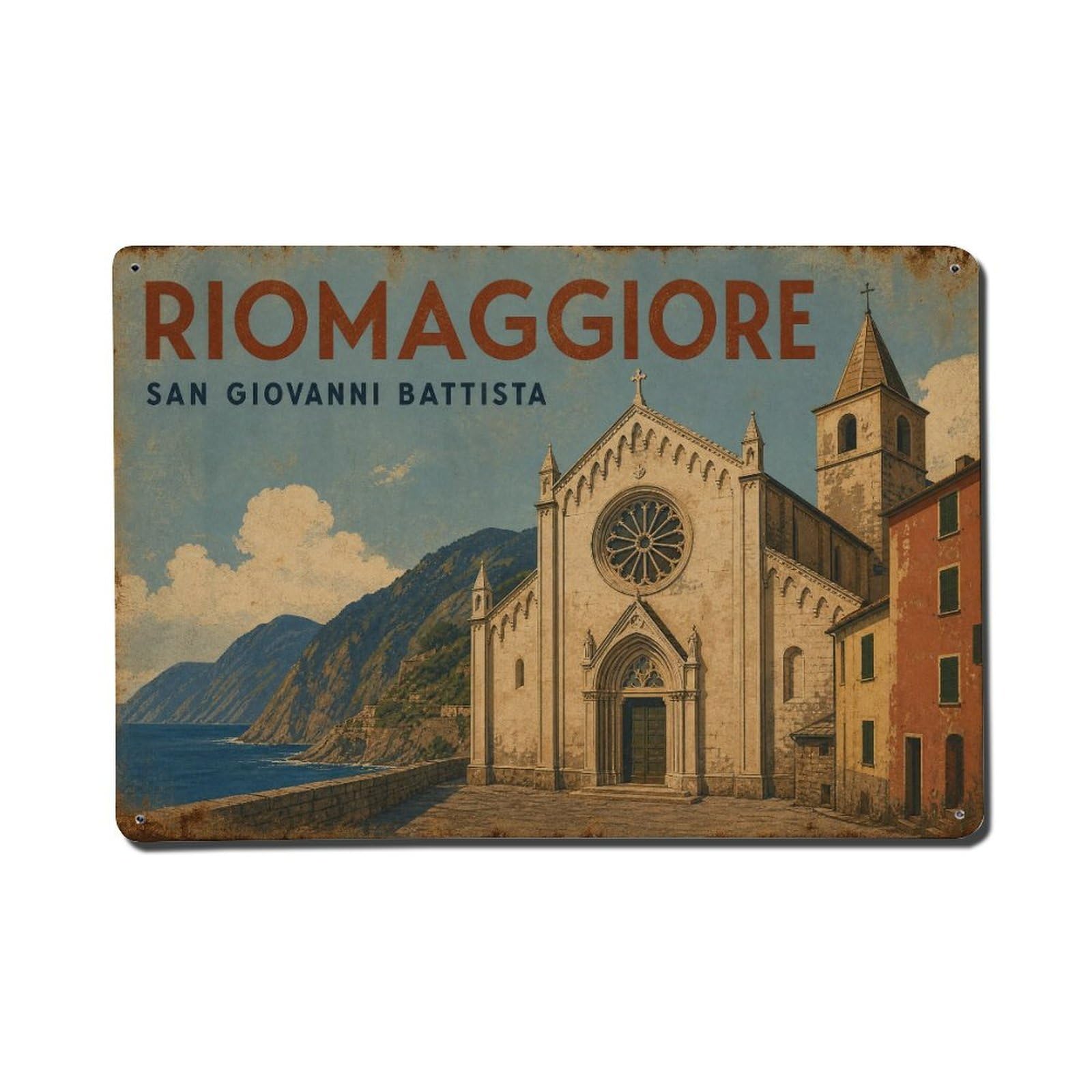Metal Tin Sign Vintage Travel Riomaggiore Italy
