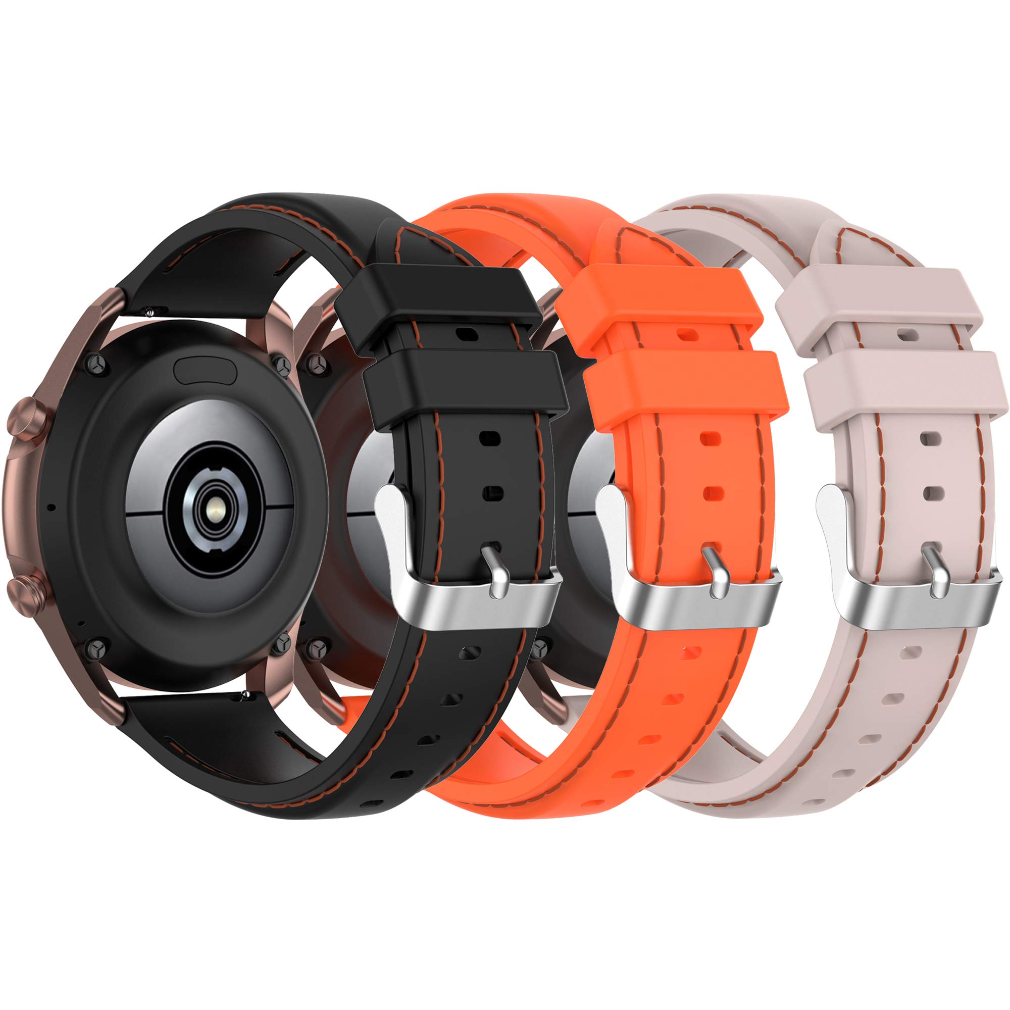 Silikonowe paski kompatybilne z zegarkiem Samsung Galaxy Watch 46 mmGear S3 Frontier, 22 mm, miękkie silikonowe paski zastępcze dla kobiet i mężczyzn (brązowo-szaro-niebieski)