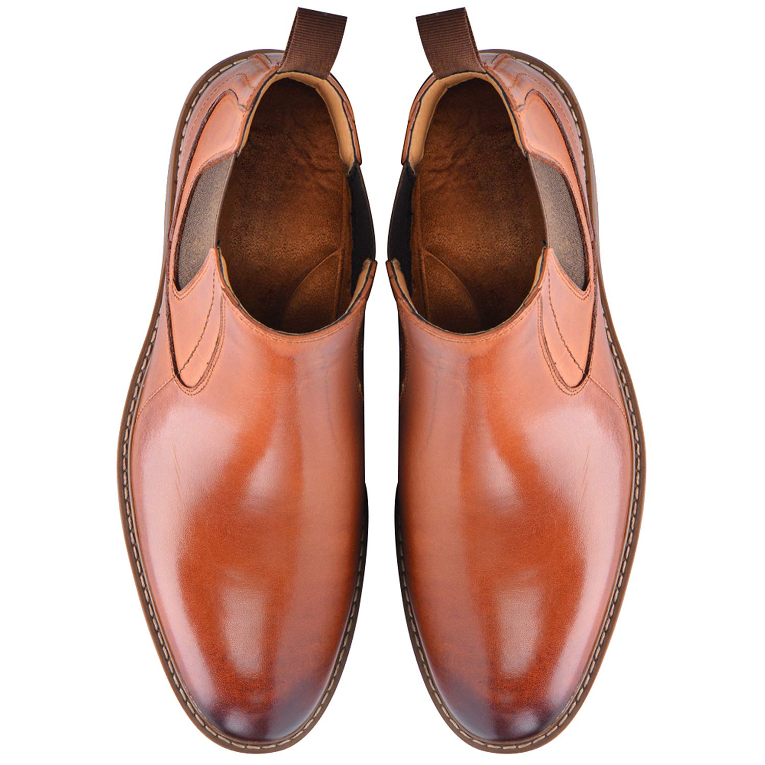 rismart Homme Cuir Cheville Chelsea Bottes Cap Toe Zipper Élégant Boots