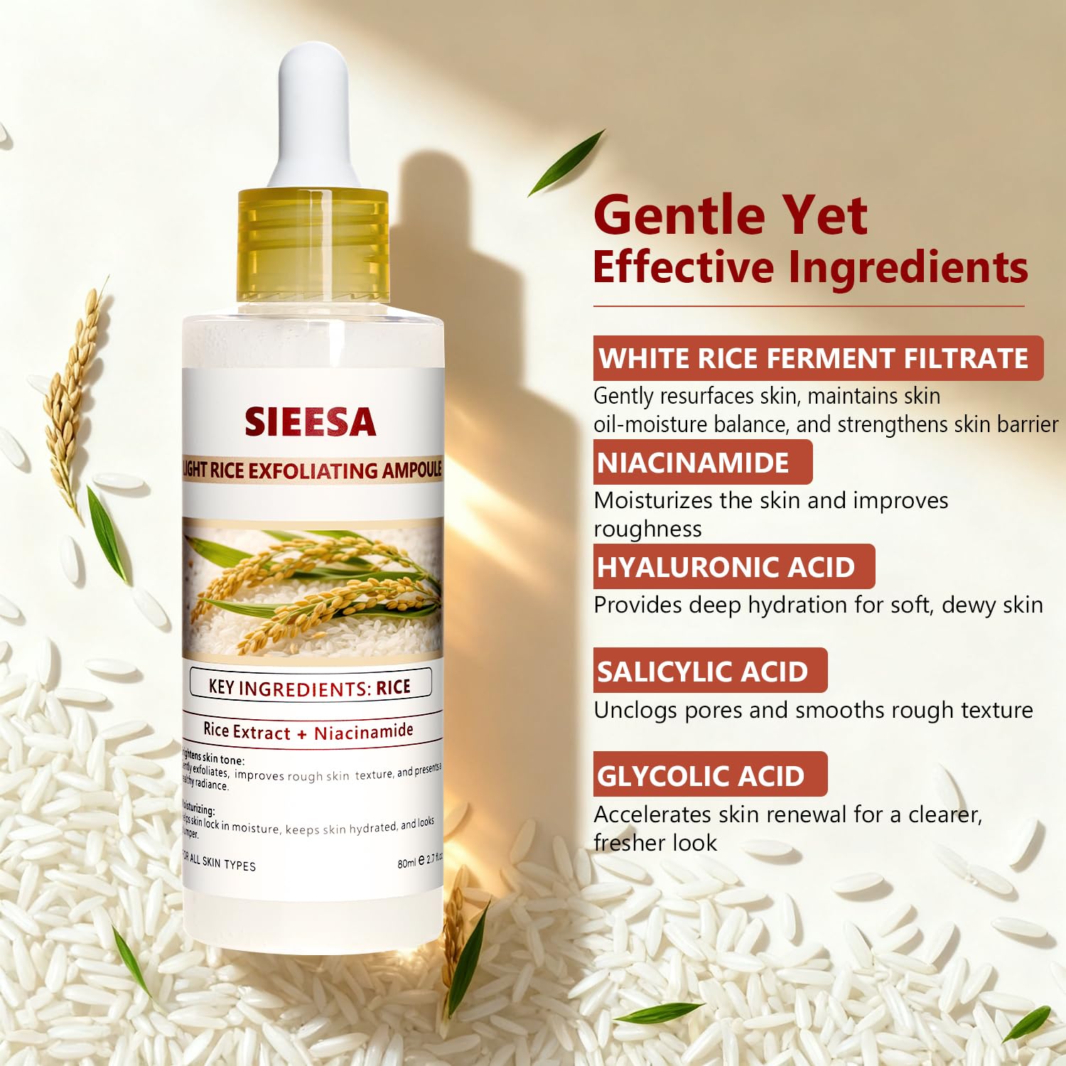 Peel Shot Glow White Rice Peeling Ampoule, Fermented Rice Extract Formula for Gentle Exfoliation, Soothes & Hydrates, For Various Skin Types (2.7 fl oz)