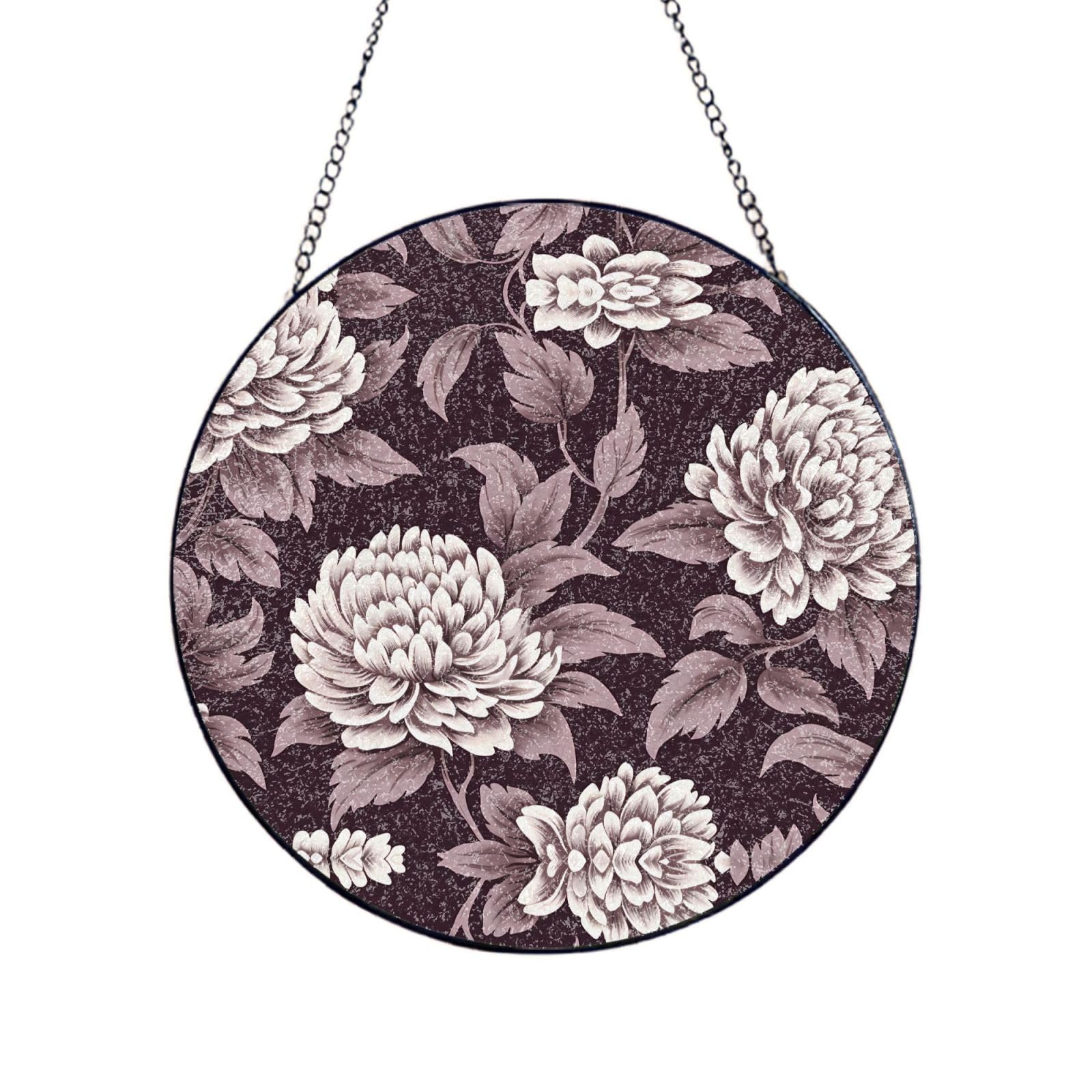 Poezjzw Stained Glass Window Hanging - Chrysanthemum Sun Catcher For Door Garden Home Decor Christmas Mother'S Day Birthday Gifts 4in（10cm）