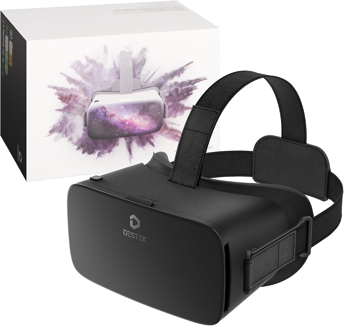 Auriculares DESTEK V5 VR para teléfonos y niños, se adapta a teléfonos de 5,5 a 7,0 pulgadas | Viene con 128 aplicaciones premium de realidad virtual. Botón táctil para películas de YouTube VR. Lentes HD anti-luz azul FOV de 110°. Funciona para iPhone, Samsung