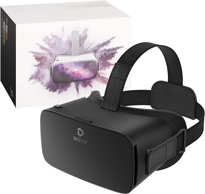 DESTEK V5 VR Headset for Kids, 110° FOV VR Goggles, Eyes Protected Anti-Blue HD Lenses Virtual Reality Headsets for iPhone 17/16/15/14/13/12/11, Android Phone - Black