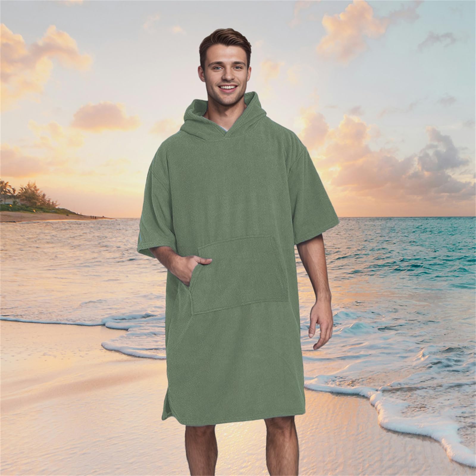 Albornoz de secado rápido de tamaño grande para playa, piscina, surf, toalla de microfibra con función de cambio de privacidad, bata fina de camping