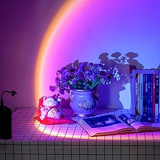 Sunset Lamp Projection, USB Small and Convenient Sun Projector lamp 360 Degree Rotation for Photography/Party/Home Decor/Bedroom Living Room Bring Modern Sunset Red Lamp (Rainbow)
