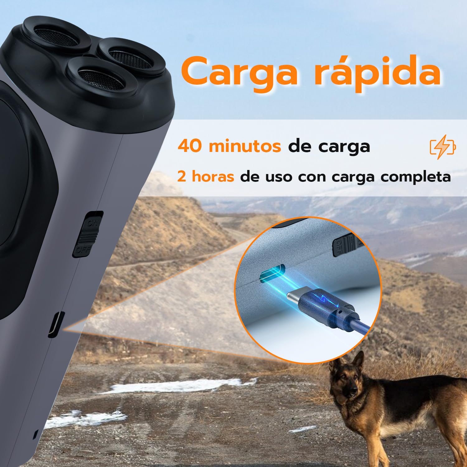 Mcbazel Ahuyentador de Perros, Dispositivo Ultrasónico Antiladridos de Largo Alcance 30 Pies, con 2 Modos de Ultrasonido y Linterna Estroboscópica, para la Mayoría en Interiores y Exteriores