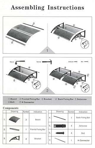 Miniatura 8 de Toldo para ventana de puerta de patio, toldo para exteriores, cubierta para ventana de puerta de patio, cubierta para puerta delantera, toldo para