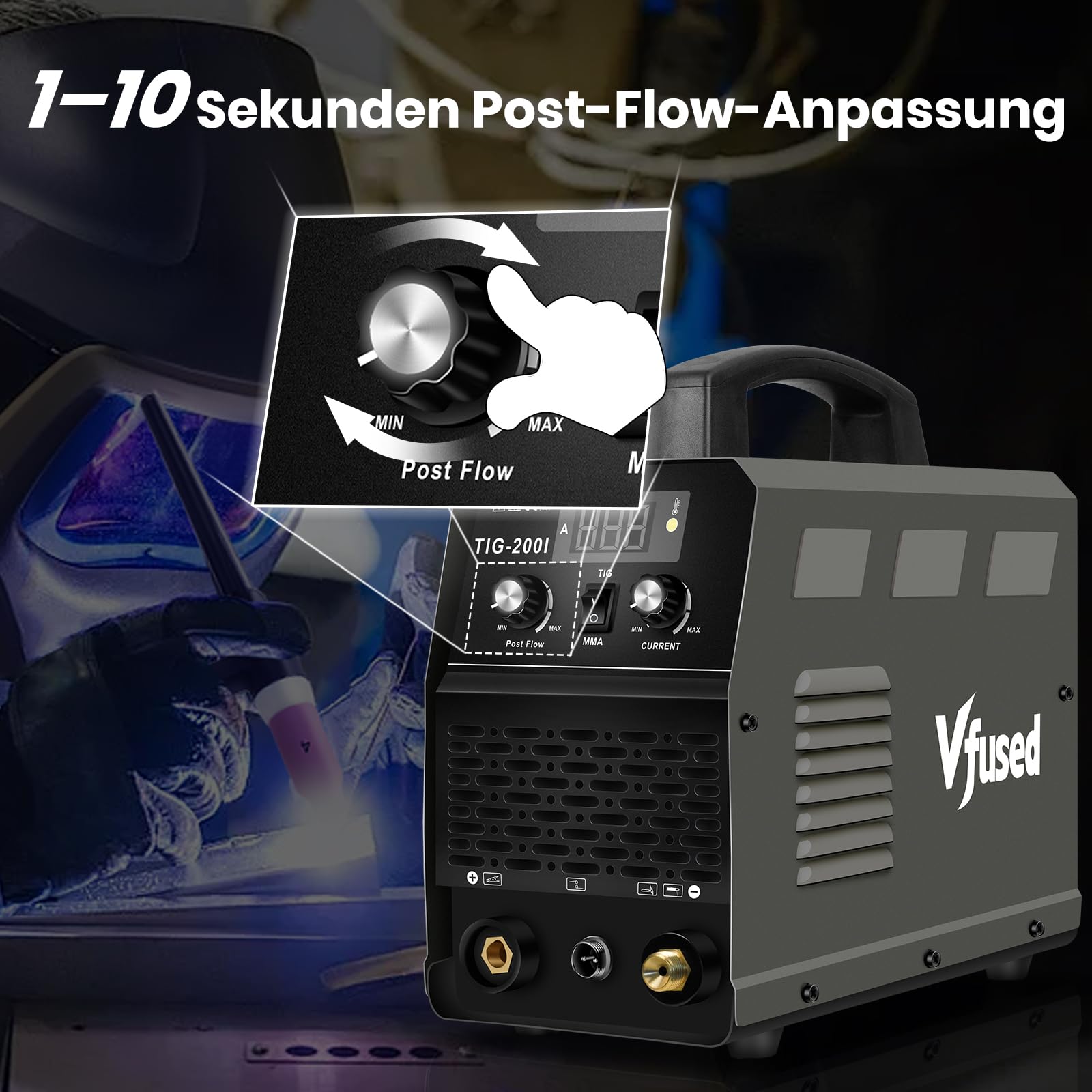 WIG Schweißgerät 120A DC Lift TIG MMA 2-in-1 IGBT Inverter, einstellbare Gasnachströmzeit 1-10s, für Edelstahl Stahl Autoreparatur Heimwerker, 220V