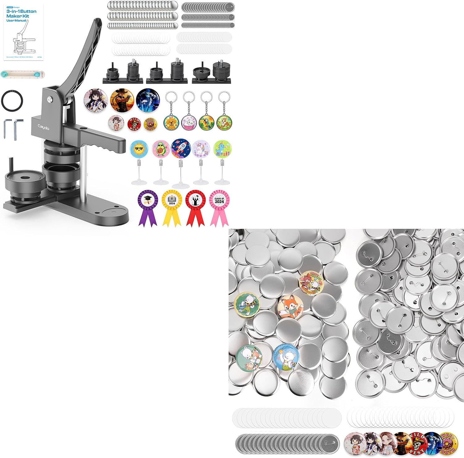Button Maker Button Set Amazon.com: Caydo Button Maker Machine Multiple Sizes with 200 Sets 2. ...