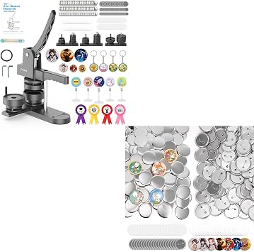 Caydo Button Maker Machine Multiple Sizes with 200 Sets 2.25 Inch58mm Button Maker Supplies, 1+1.25+2.25 Inch Pin Maker Machine Kit, Button Supplies