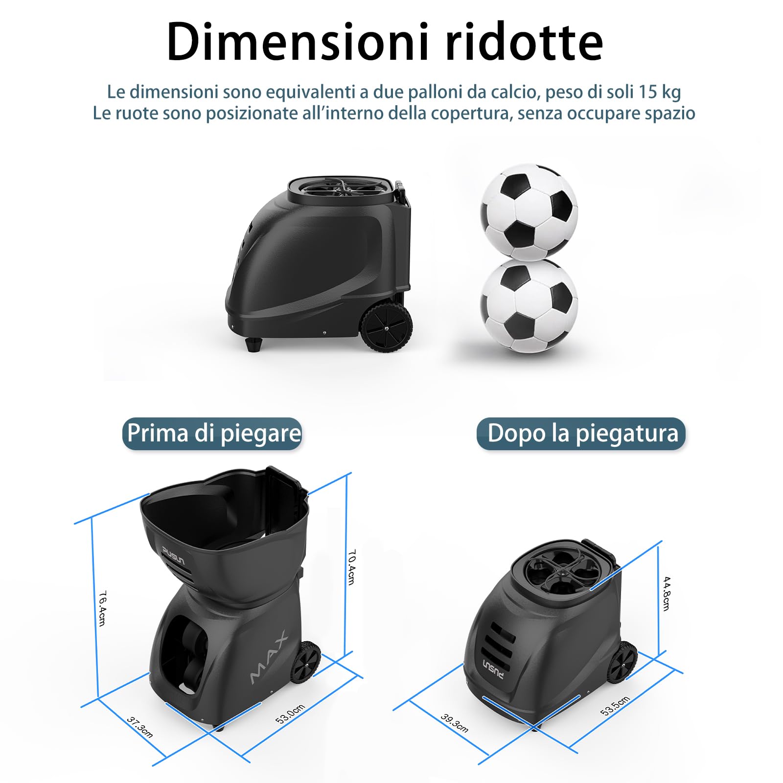 PUSUN PT-Max C Lanciapalle da Tennis Automatico Professionale, App e Telecomando, 28 Zone di Lancio, 26 modalità di Allenamento, velocità Regolabile, Trainer per Principianti e Professionisti
