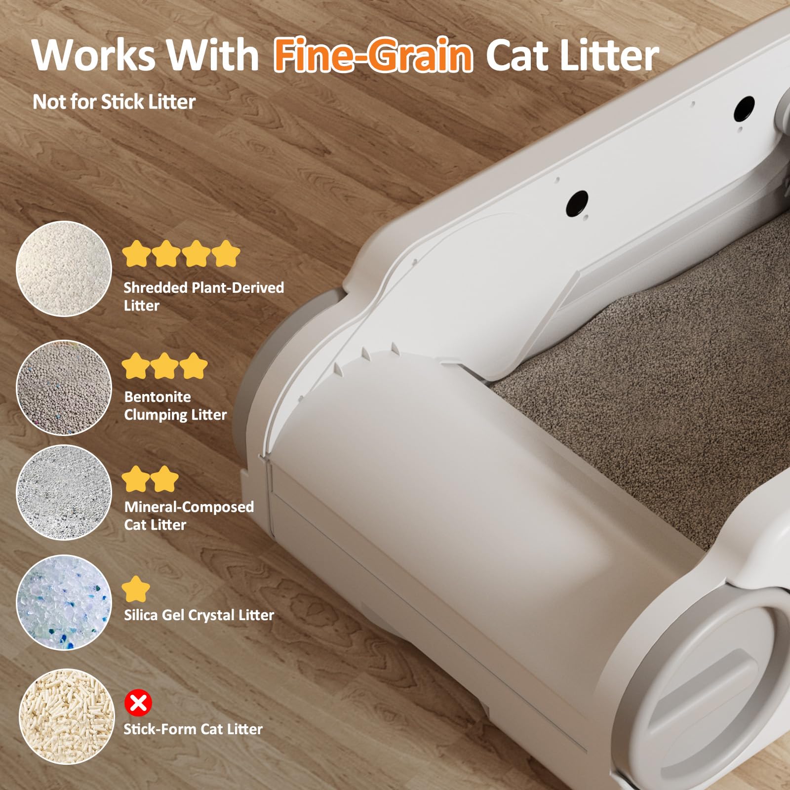 Aculya Life Open-Top Automatic Litter Box Self Cleaning Cat Litter Box Self-Cleaning Robot for Large Cats with Safety Sensors and APP Control - image 5