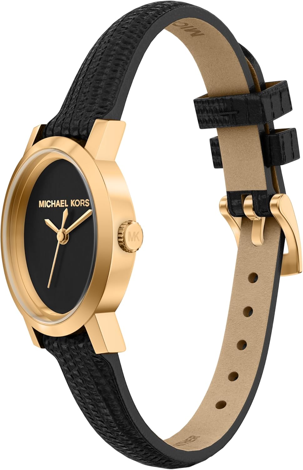 Michael Kors Women's Maude Three-Hand Black Leather Watch (Model: MK7585)