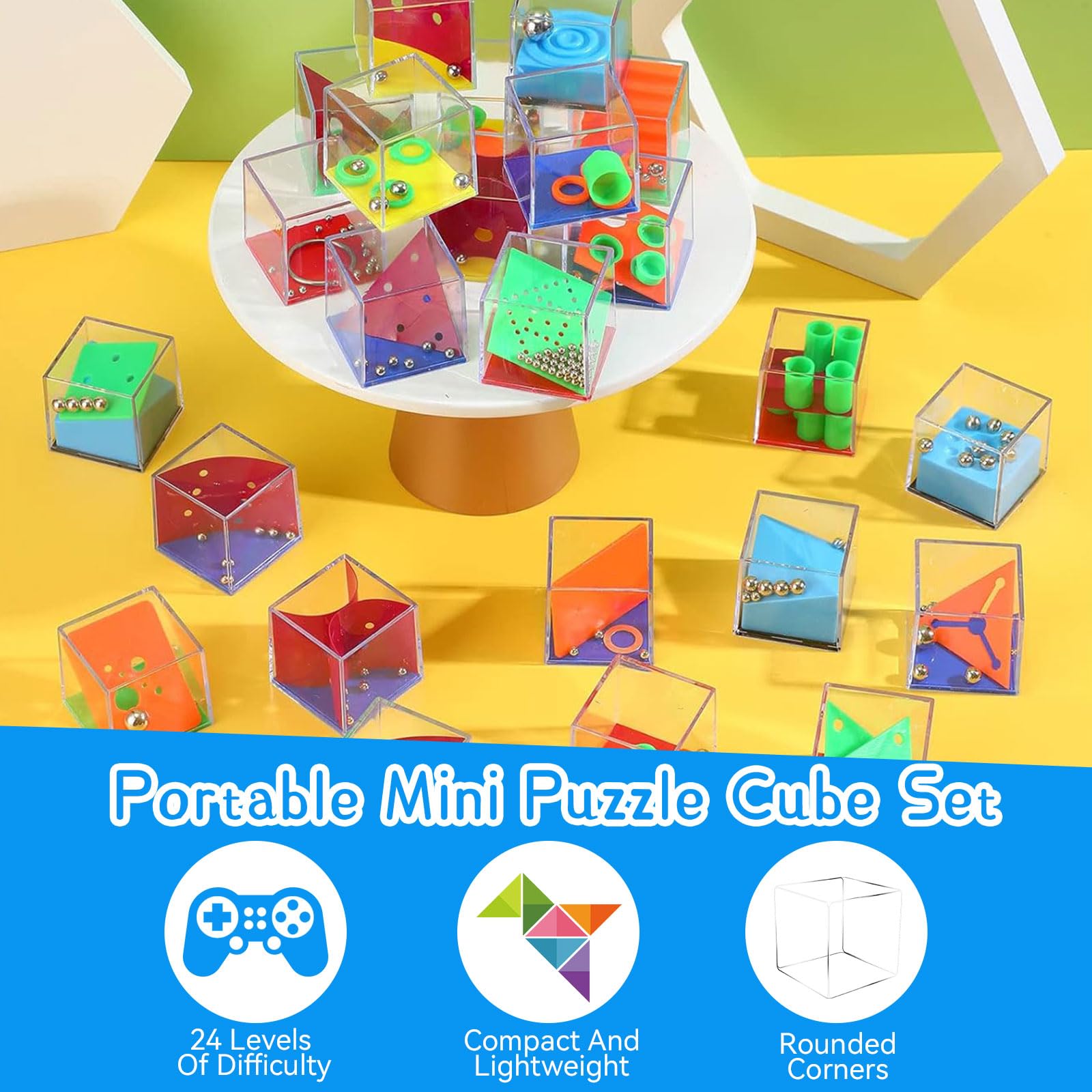 Set De 24 Mini Cubos Laberinto 3D – Rompecabezas De Paciencia Para Niños, 4x4 Cm, Regalo En Caja