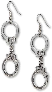 Handcuff Dangle Earrings Silver Finish Pewter On Fish Hook Earring Wires