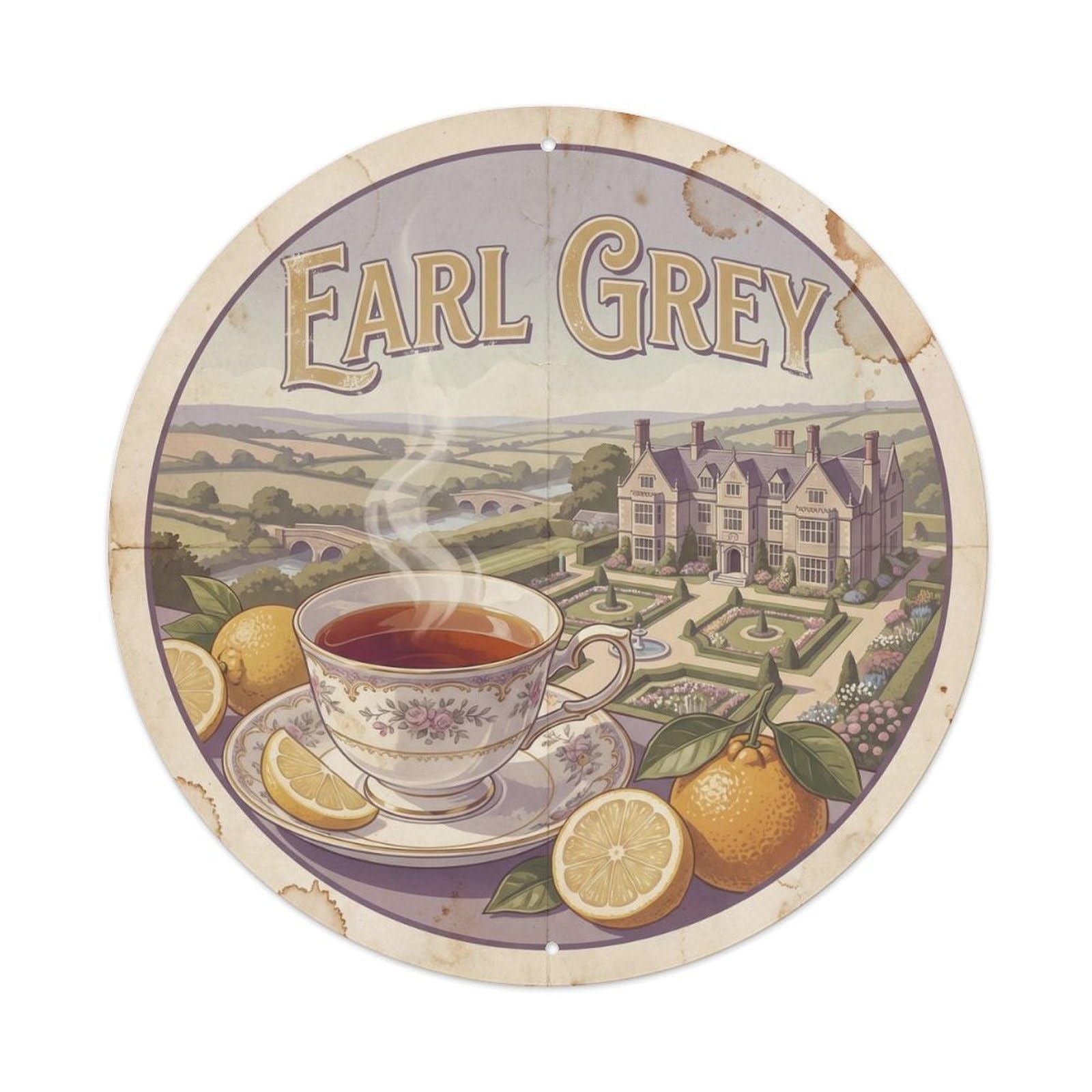 British Culture Tea Cup Afternoon Brew Food Travel Metal Tin Sign