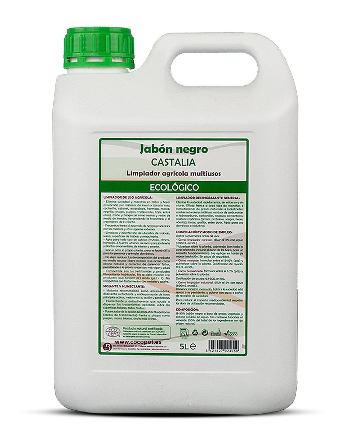 Castalia Jabón Potásico, Solución Potásica K2O, 5 L