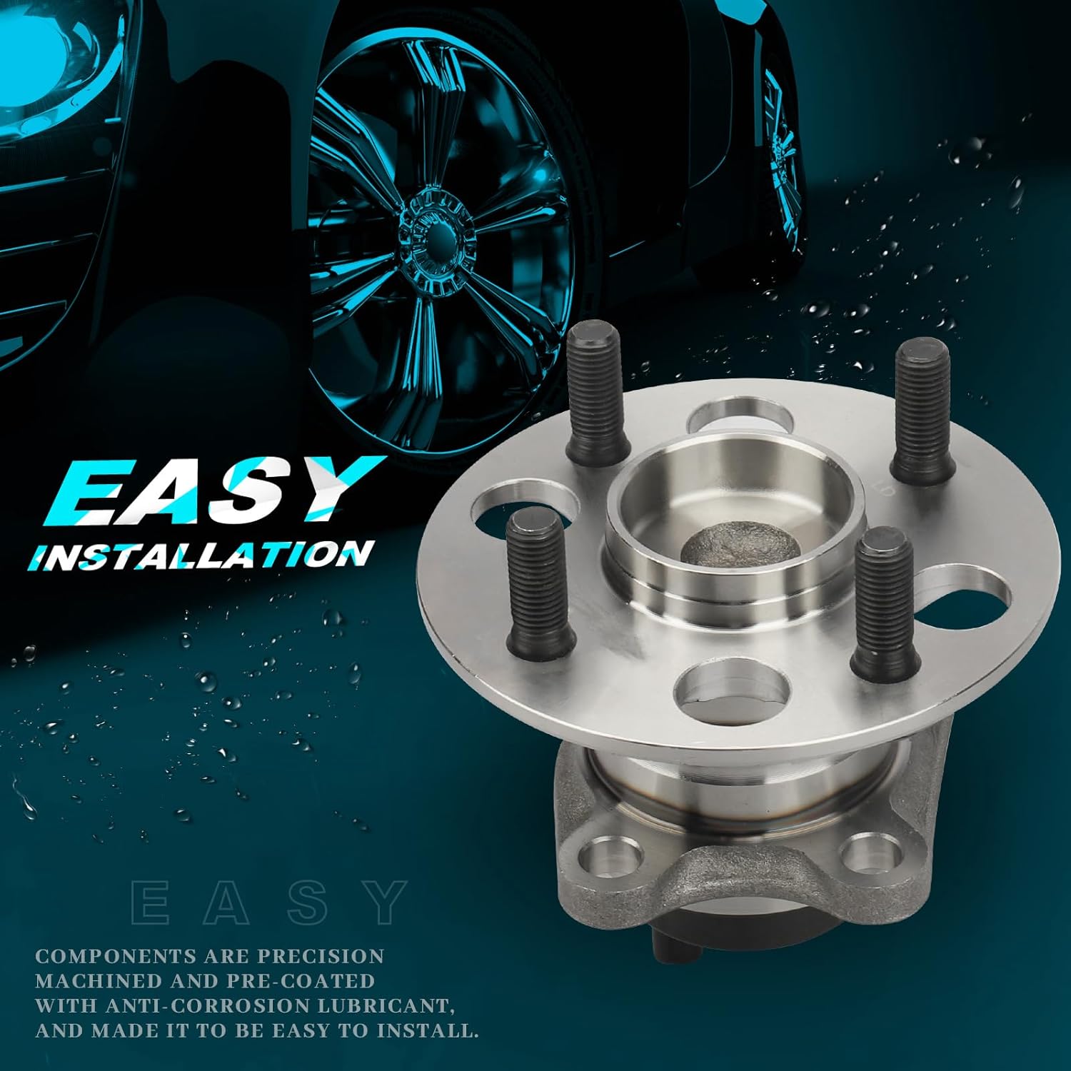 IRONTEK Rear Wheel Hub and Bearing Assembly 512370 Compatible for Toyota 2006-2014 Yaris/2012-2019 Prius C/2013 Scion iQ EV, W/ABS 4 Lugs Wheel Hub Assembly 1 PCS