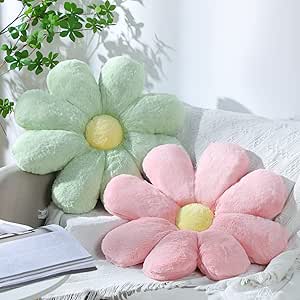 2 Cuscini Fiori D'Oca In Peluche - Decorazione Bedroom E Divano | Rosa E Blu - Foto 3
